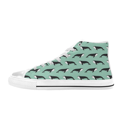 Whale Print Design LKS307 Men's High Top Canvas Shoes