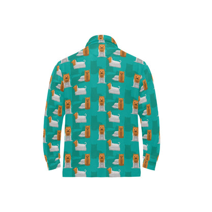 Silky Terriers Print Design LKS301 Long Sleeve Polo Shirt For Men's