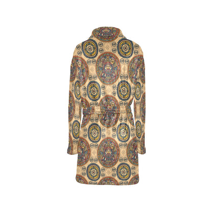 Calendar Aztec Pattern Print Design 02 Women's Fleece Robe