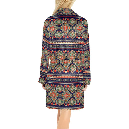 Ethnic Geometric Print Pattern Women's Fleece Robe