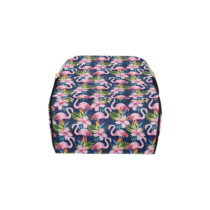 Flamingo Hibiscus Print Diaper Bag Backpack