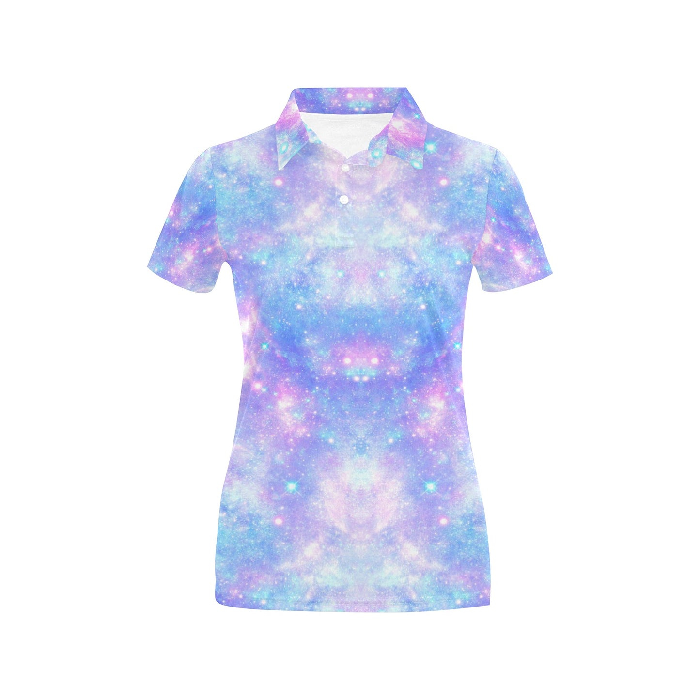 Galaxy Stardust Pastel Color Print Women's Polo Shirt