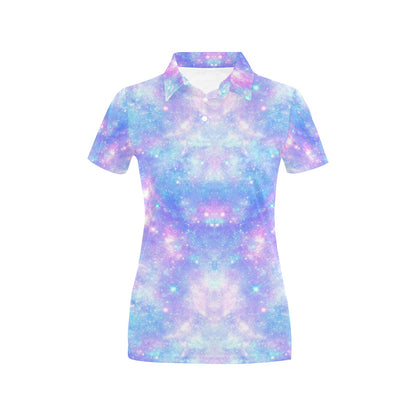 Galaxy Stardust Pastel Color Print Women's Polo Shirt