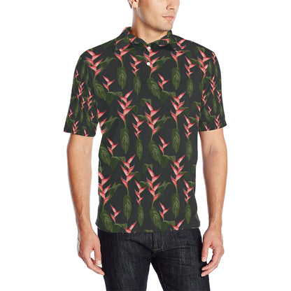 Heliconia Pattern Print Design HL07 Men Polo Shirt