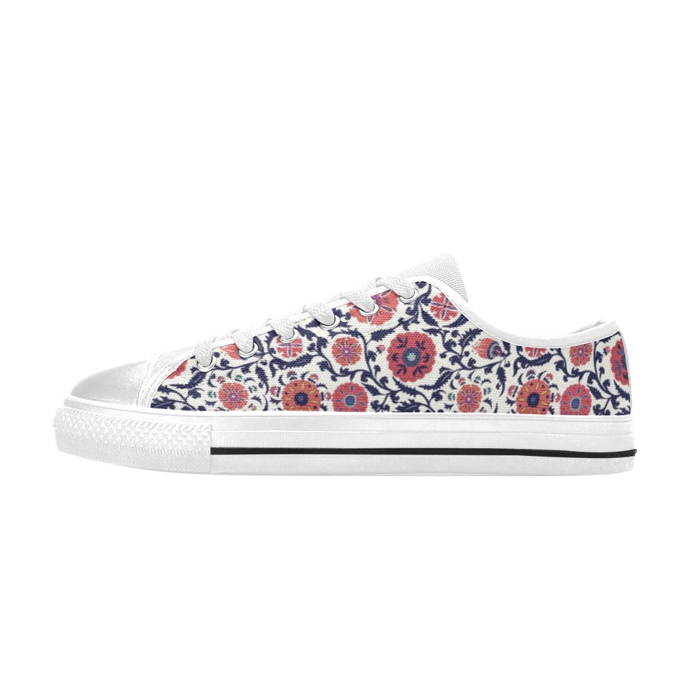 Suzani Print Design LKS304 Women's White Low Top Shoes