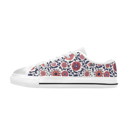 Suzani Print Design LKS304 Women's White Low Top Shoes