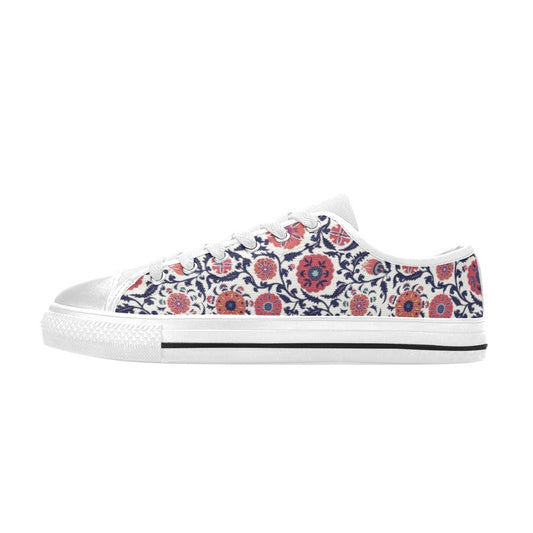 Suzani Print Design LKS304 Women's White Low Top Shoes