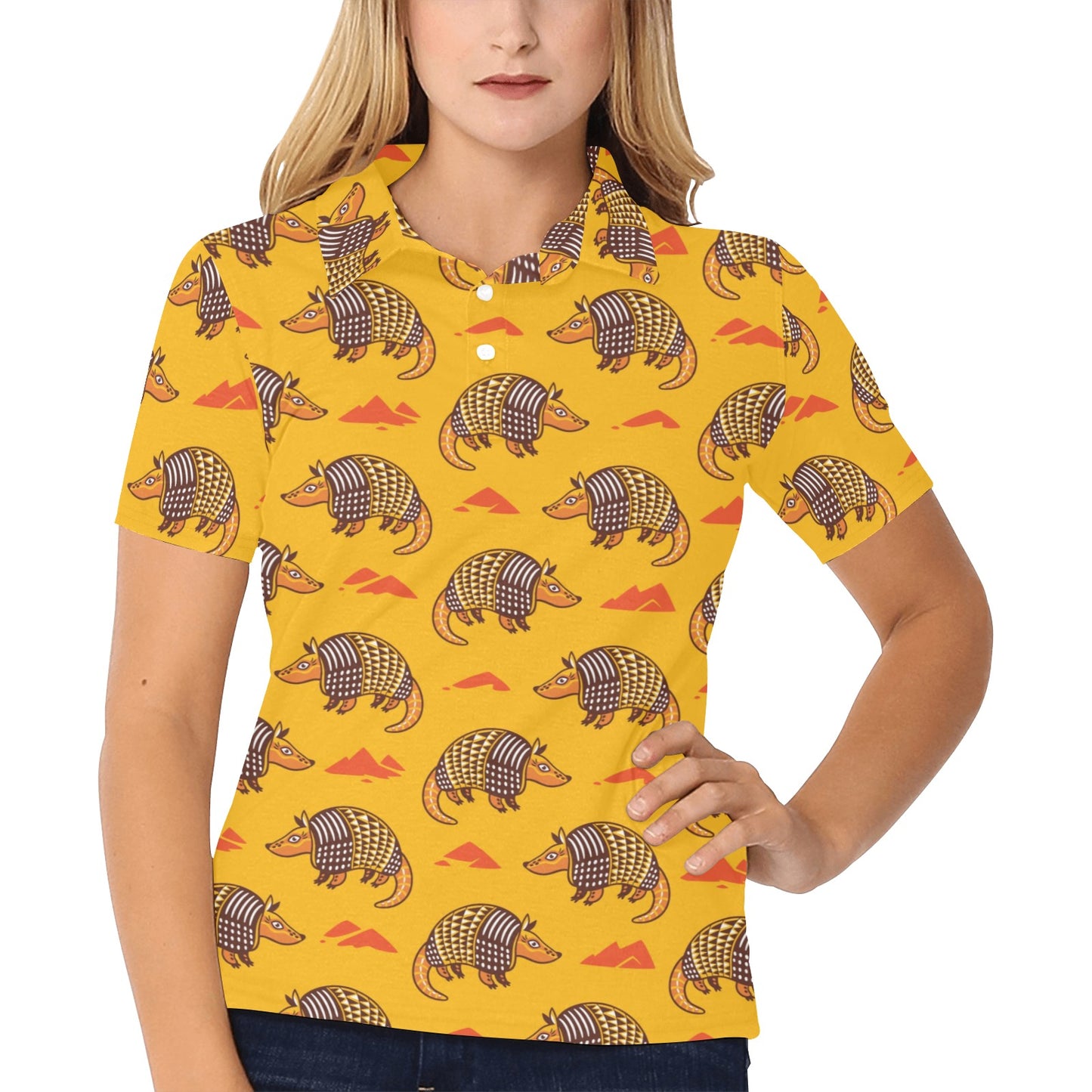 Armadillo Pattern Print Design 03 Women's Polo Shirt