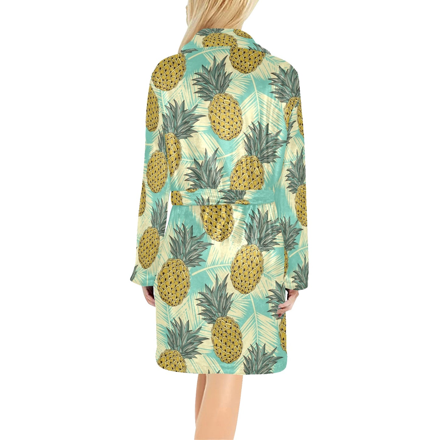 Pineapple Pattern Print Design PP03 Women's Fleece Robe