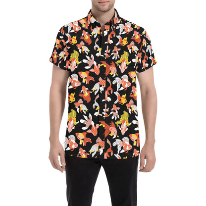 Goldfish Print Design LKS401 Men Short Sleeve Button Up Shirt