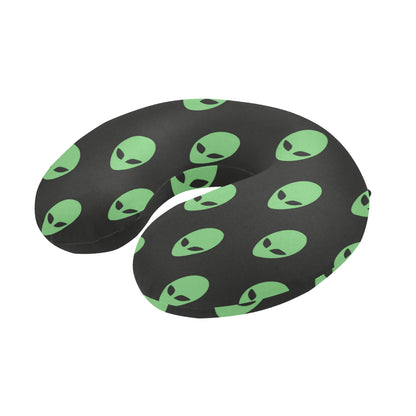 Alien Green Neon Pattern Print Design 01 U-Shaped Travel Neck Pillow