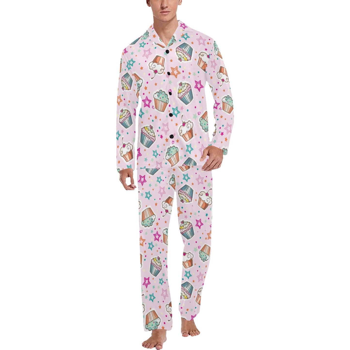 Cupcake Pattern Print Design CP03 Men's Long Pajama Set