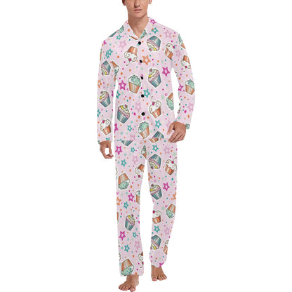 Cupcake Pattern Print Design CP03 Men's Long Pajama Set