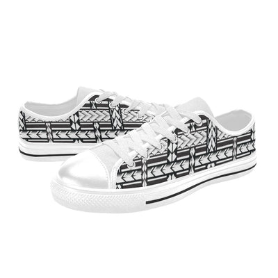 Samoan Tattoo Print Design LKS304 Women's White Low Top Shoes