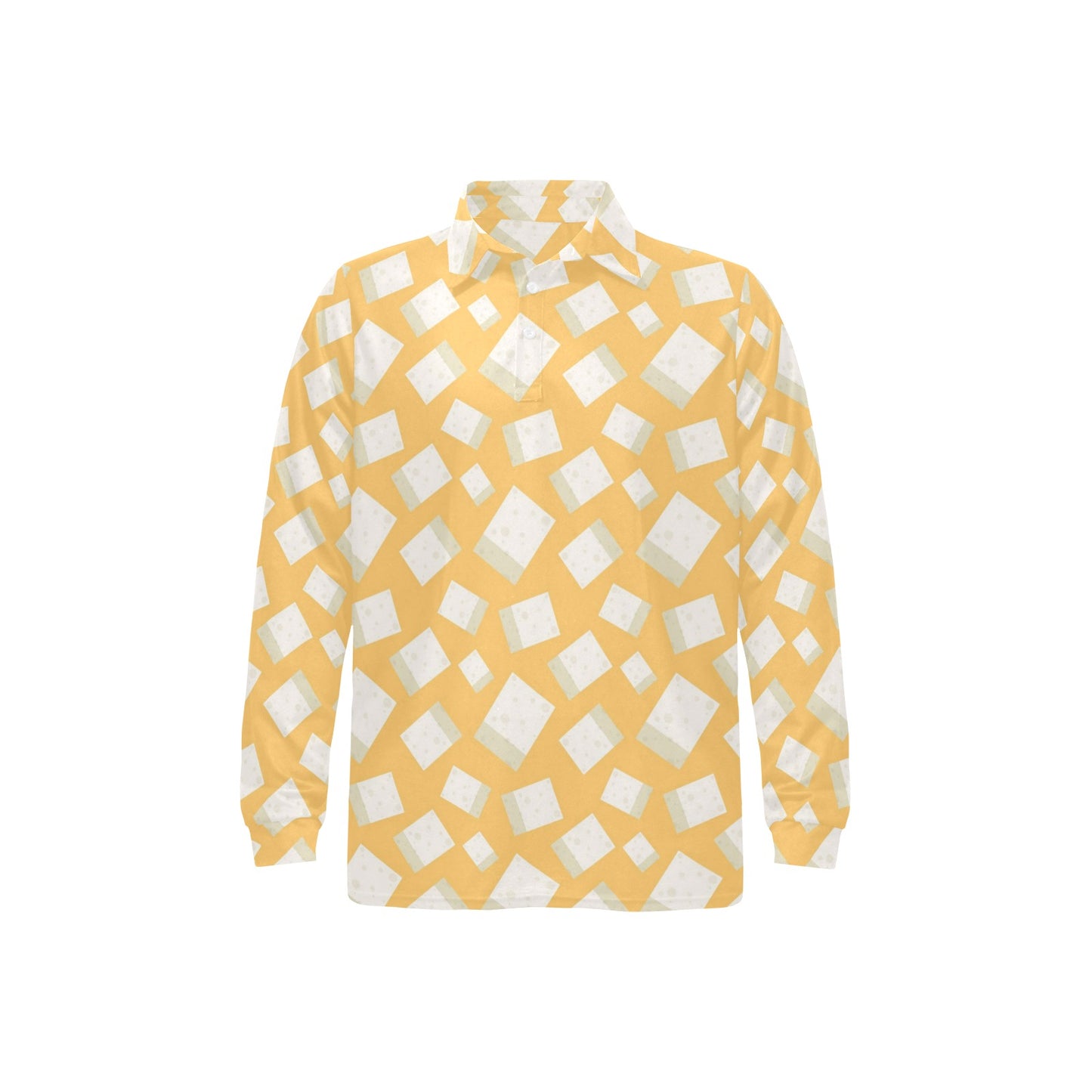 Tofu Print Design LKS302 Long Sleeve Polo Shirt For Men's