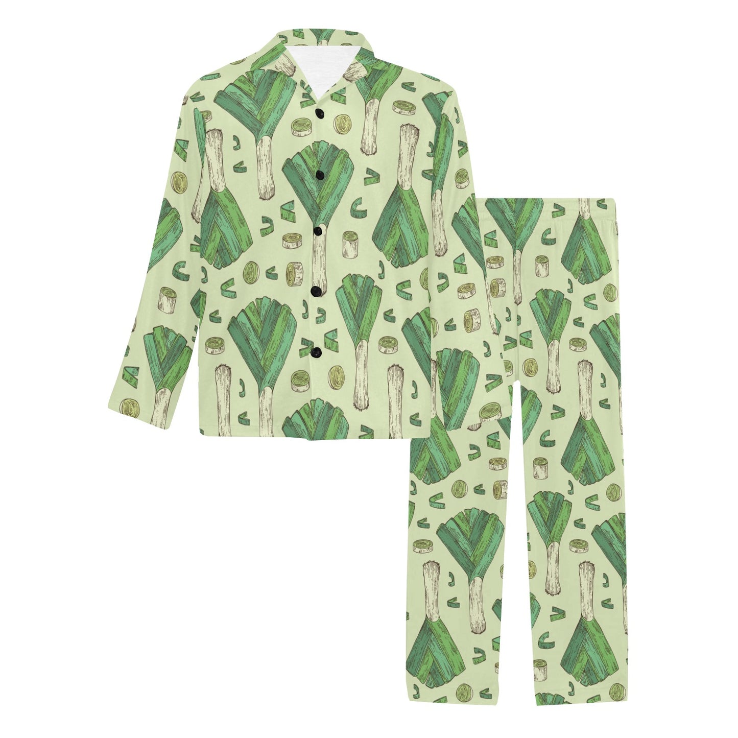 Leek Pattern Print Design 04 Men's Long Pajama Set
