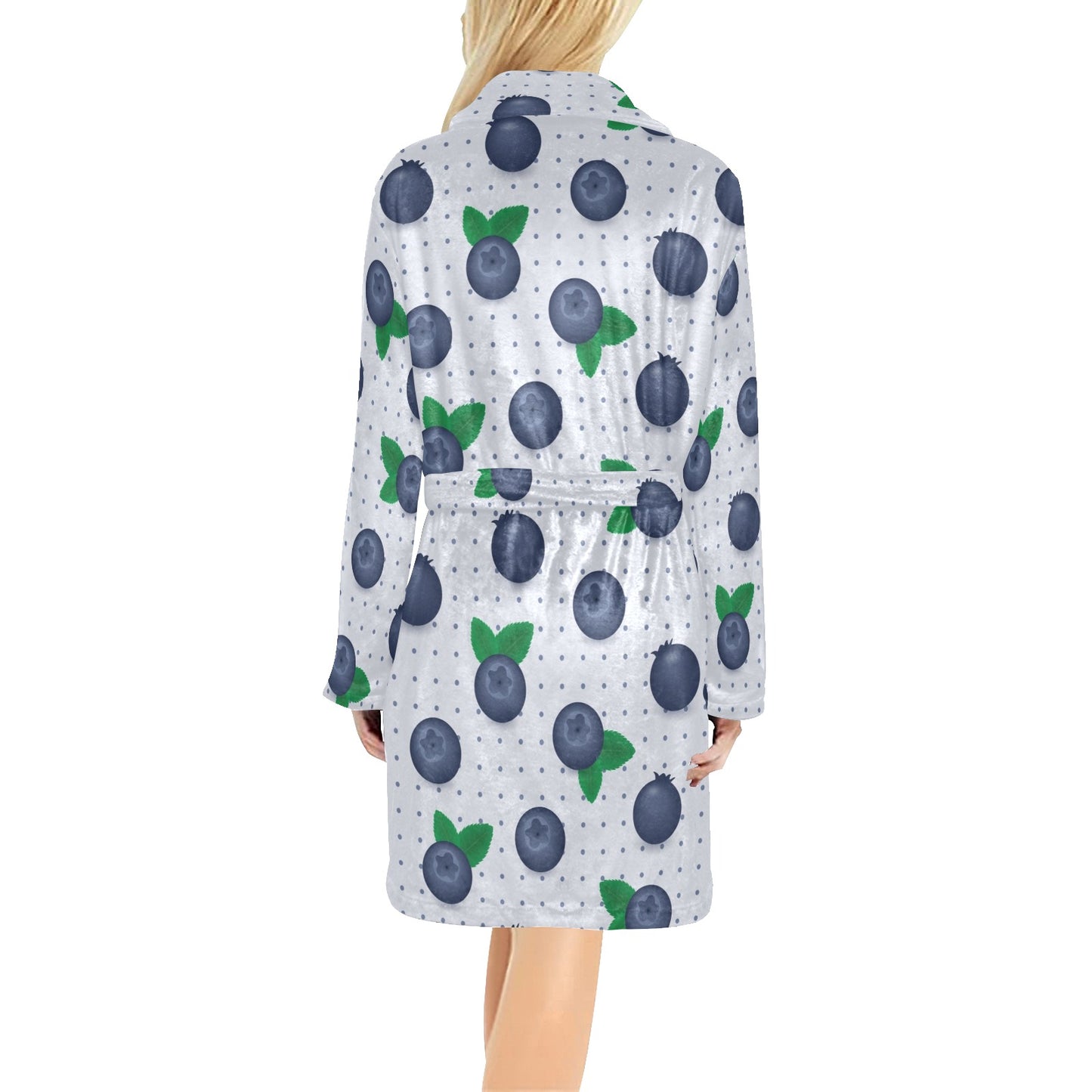 Blueberry Pattern Print Design BB02 Women's Fleece Robe