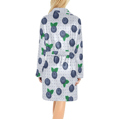 Blueberry Pattern Print Design BB02 Women's Fleece Robe