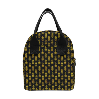 Pineapple Gold Tribal Style Print Insulated Lunch Bag