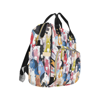 Colorful Horse Pattern Diaper Bag Backpack