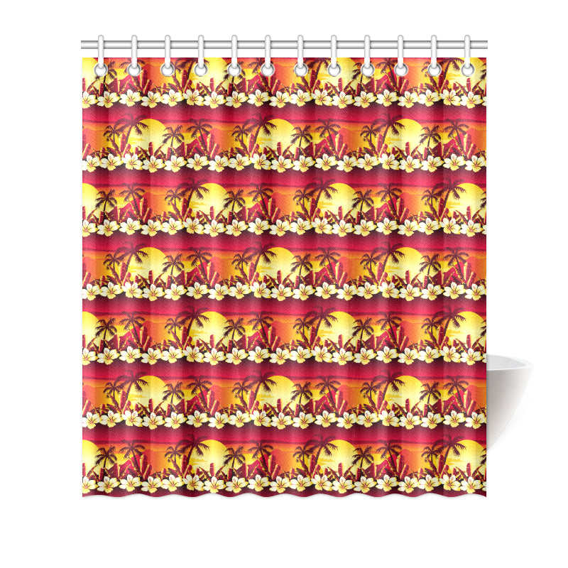 Hawaiian Tropical Sunset Hibiscus Print Shower Curtain