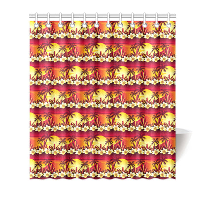 Hawaiian Tropical Sunset Hibiscus Print Shower Curtain
