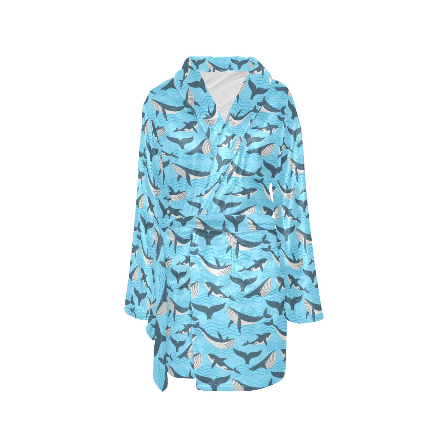Whale Pattern Design Themed Print Women's Fleece Robe