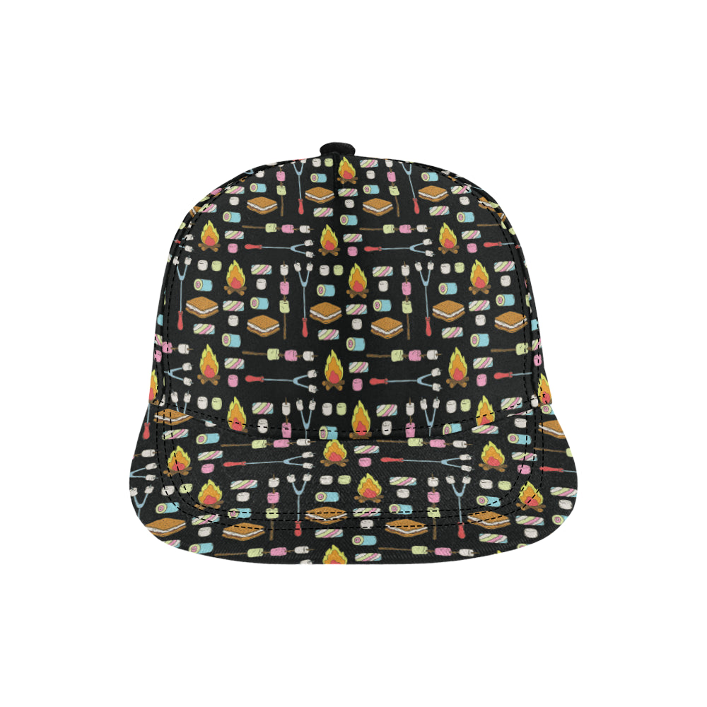 Camping Campfire Marshmallows Snapback Cap