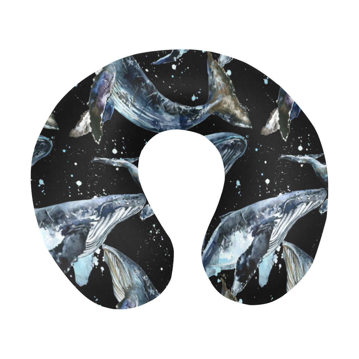 Humpback Whale Pattern Print Design 01 U-Shaped Travel Neck Pillow
