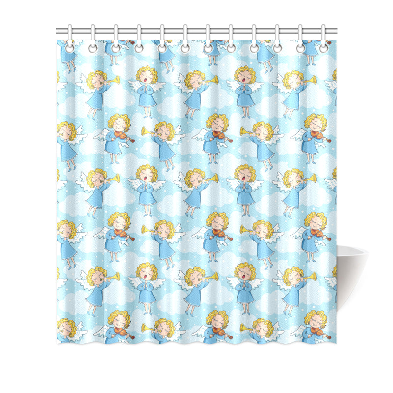 Angel Musician Pattern Print Design 09 Shower Curtain