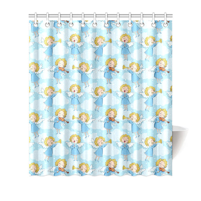 Angel Musician Pattern Print Design 09 Shower Curtain