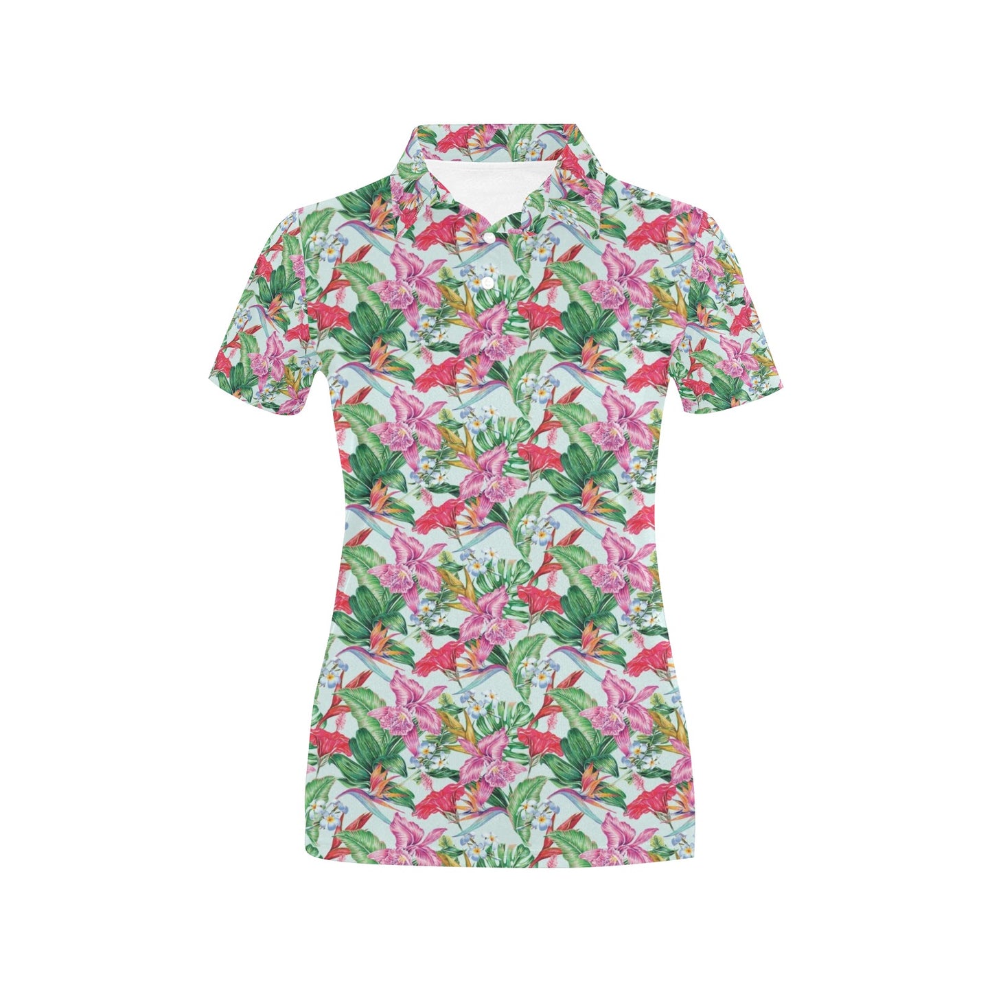 Tropical Flower Print Design LKS304 Women's Polo Shirt