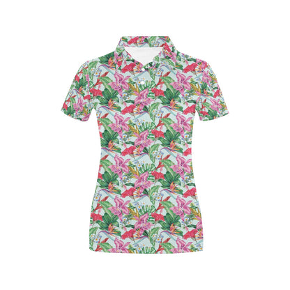 Tropical Flower Print Design LKS304 Women's Polo Shirt