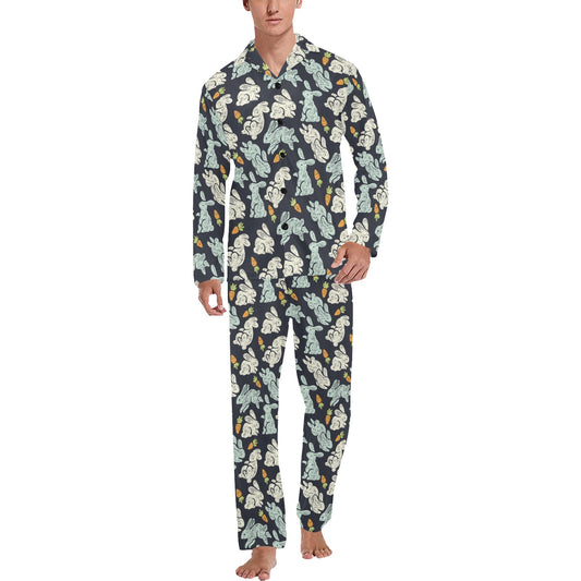 Bunny Pattern Print Design 04 Men's Long Pajama Set