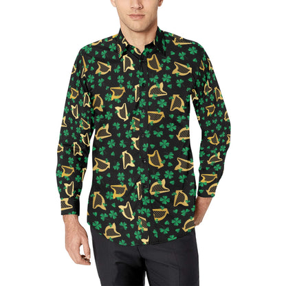 Harp Print Design LKS402 Men's Long Sleeve Dress Shirt