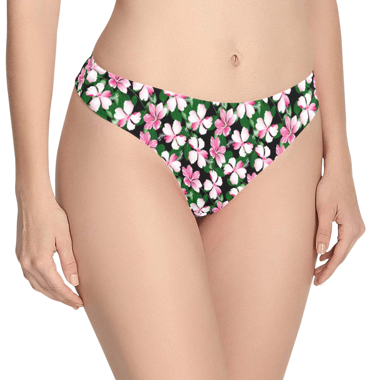 Hibiscus Pink Flower Hawaiian Print Women's Thongs