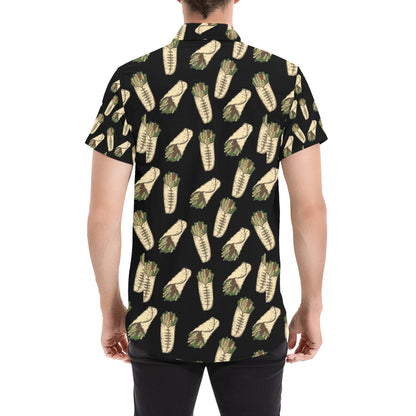 Burrito Print Design LKS303 Men Short Sleeve Button Up Shirt