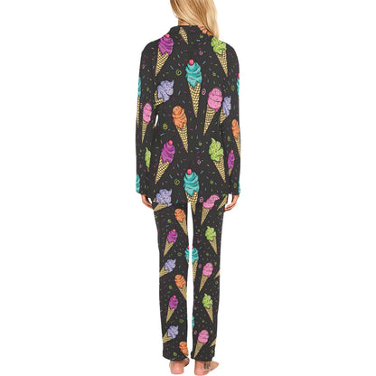 Ice Cream Pattern Print Design IC06 Women's Long Pajama Set