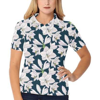 Amaryllis Pattern Print Design AL02 Women's Polo Shirt