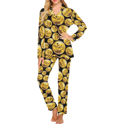 Bitcoin Pattern Print Design DO05 Women's Long Pajama Set