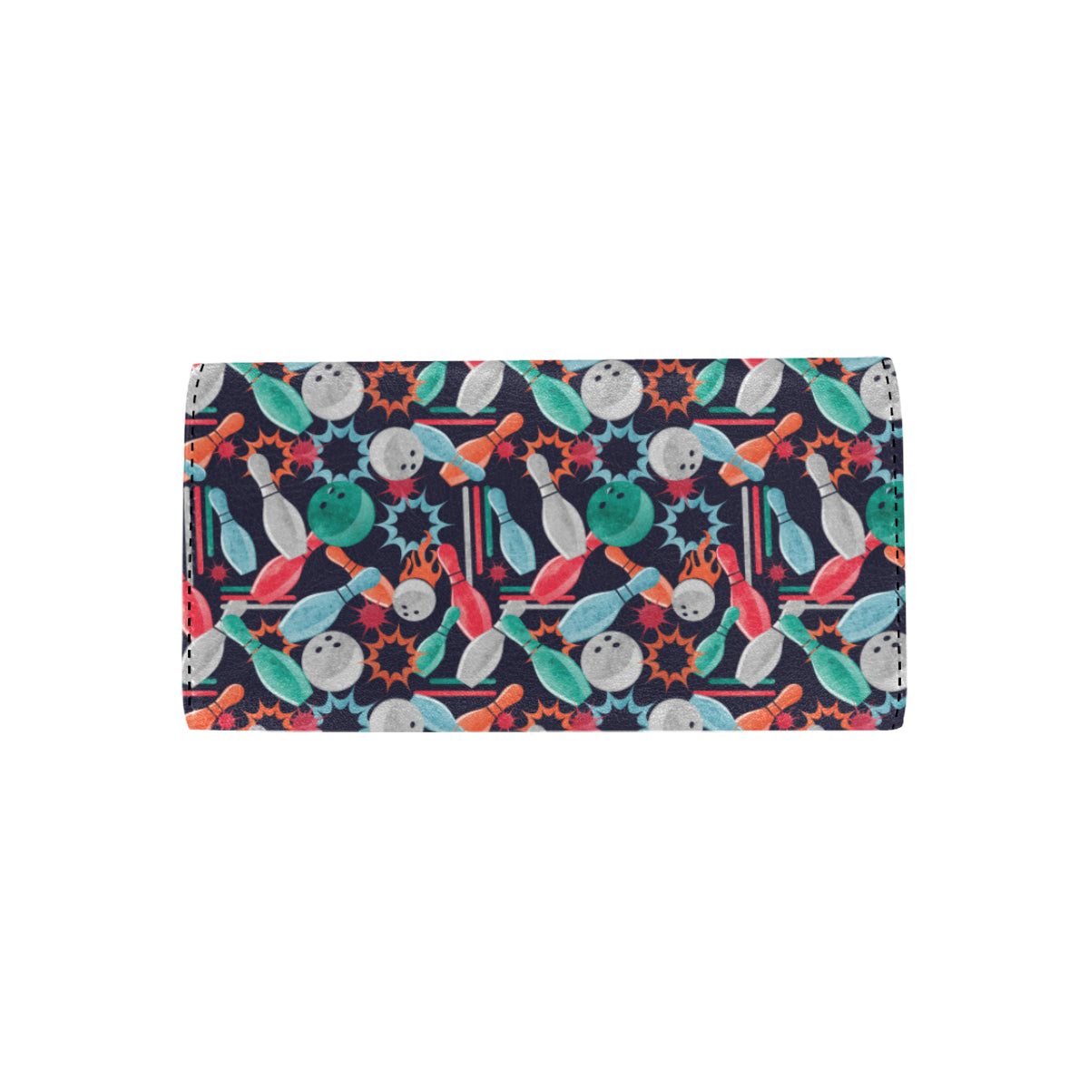 Bowling Pattern Print Design 08 Women's Trifold Wallet
