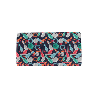 Bowling Pattern Print Design 08 Women's Trifold Wallet