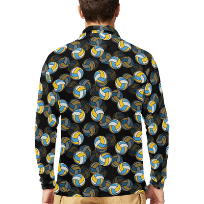 Volleyball Print Design LKS302 Long Sleeve Polo Shirt For Men's