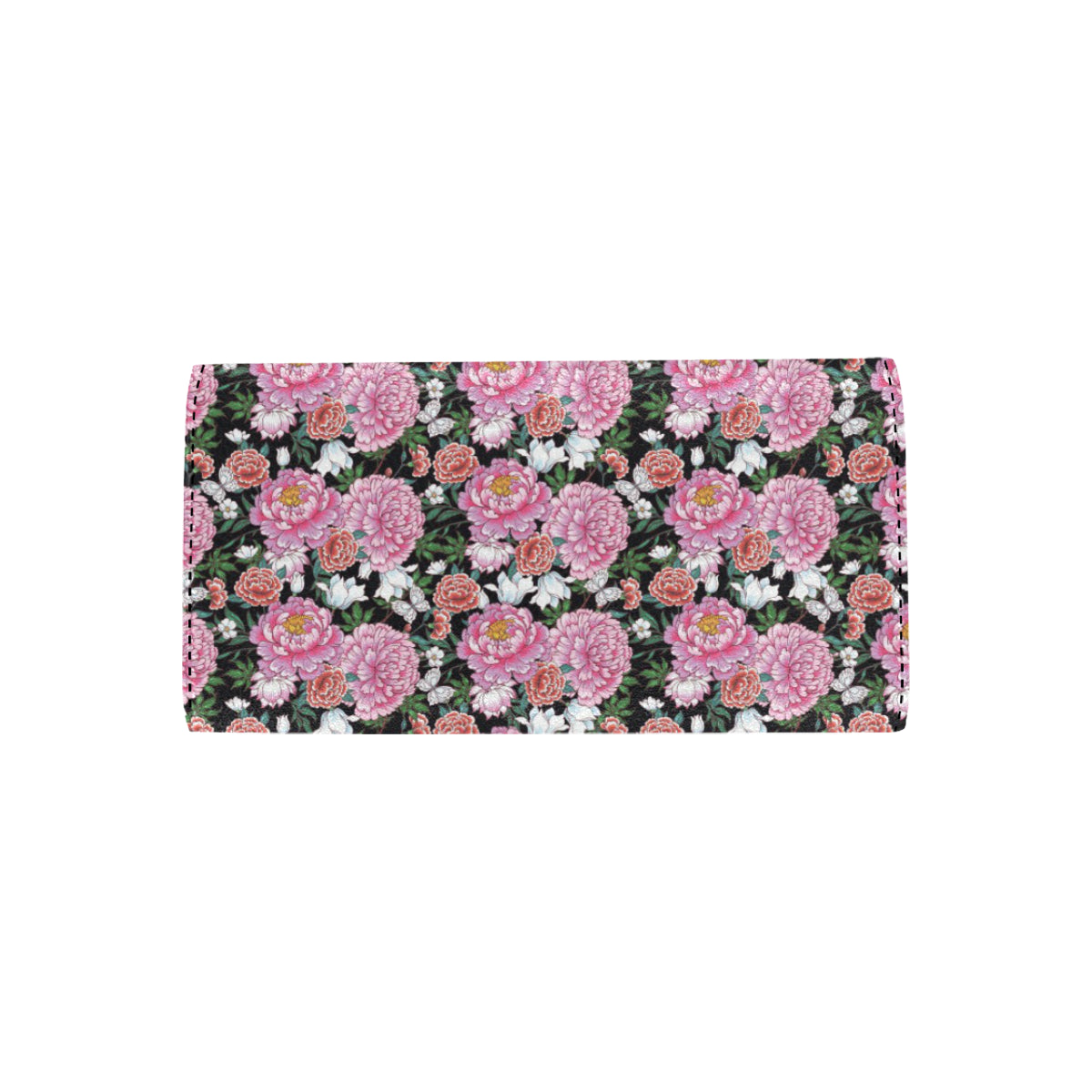 Dahlia Pattern Print Design 02 Women's Trifold Wallet