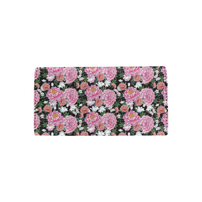 Dahlia Pattern Print Design 02 Women's Trifold Wallet