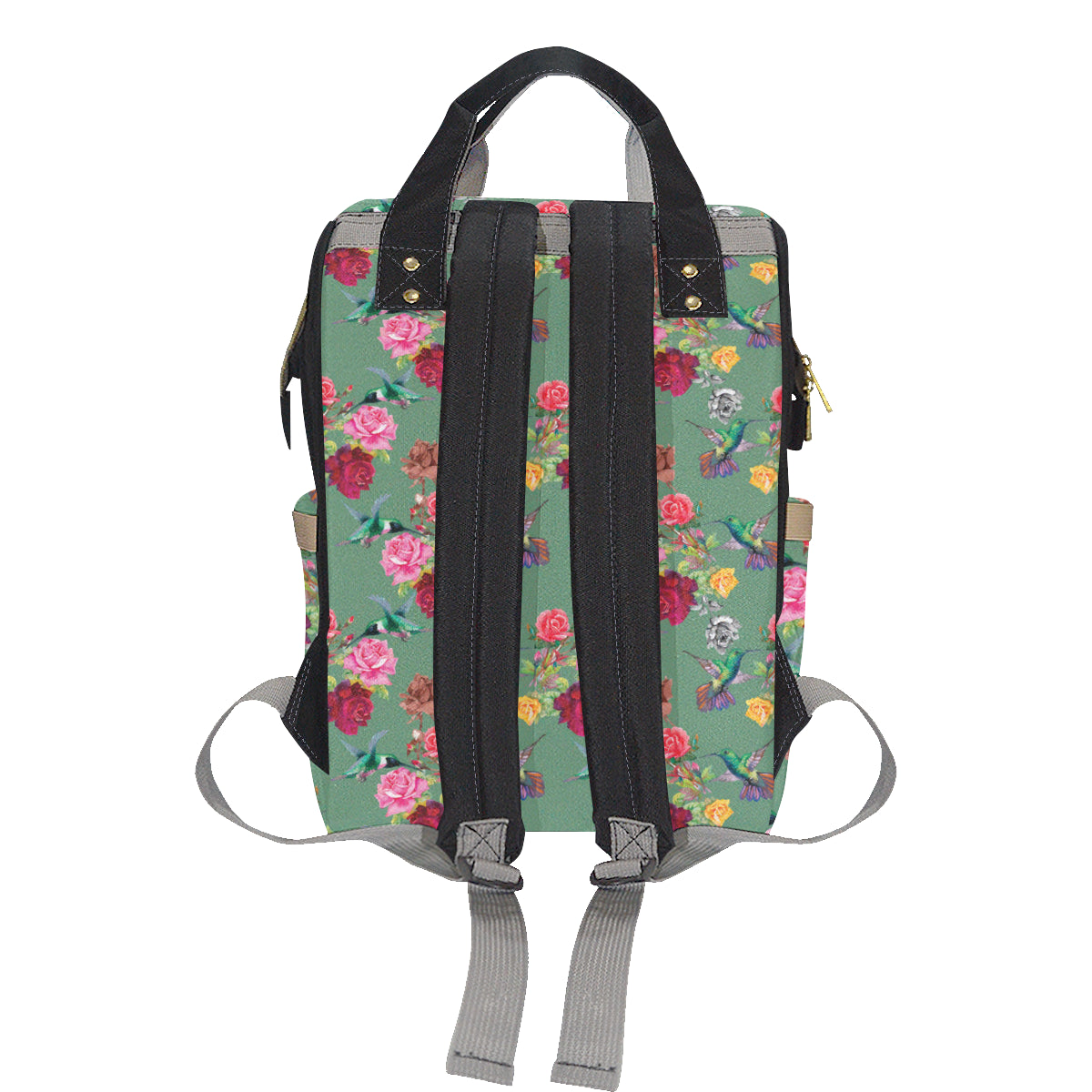 Hummingbird with Rose Themed Print Diaper Bag Backpack