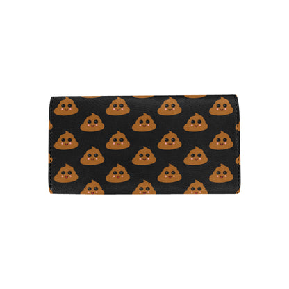 Poop Emoji Pattern Print Design A01 Women's Trifold Wallet