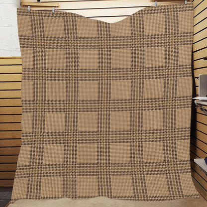 Houndstooth Brown Pattern Print Design 04 Premium Quilt