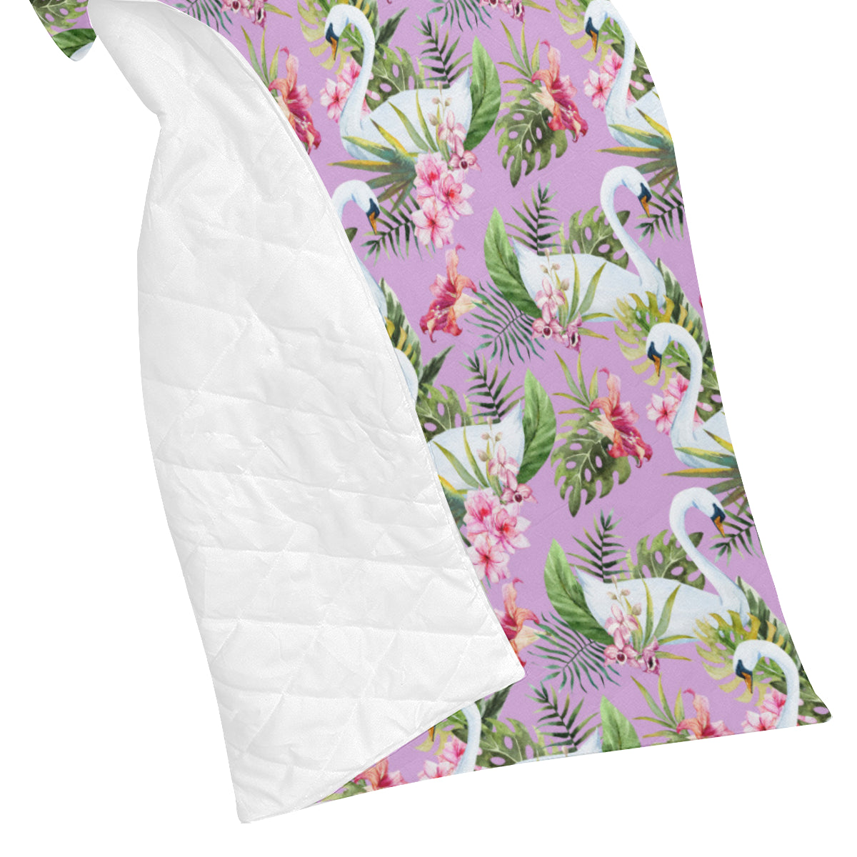 Swan with Flower Pattern Print Design 01 Premium Quilt