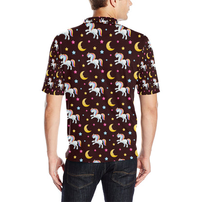 Unicorn Moon Star Men Polo Shirt